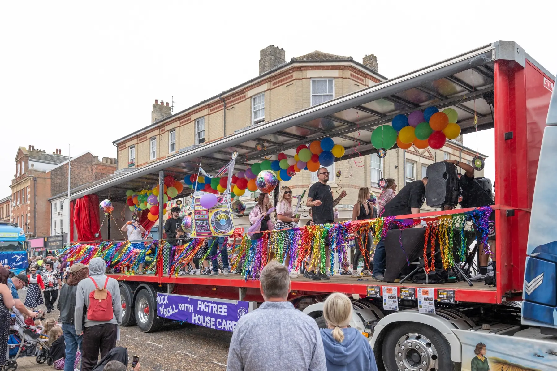 Decorated music float in the Lowestoft Carnival parade